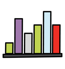 Data chart, bar graph doodle icon