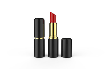 Obraz premium Lipstick mock up template on isolated white background, ready for your design presentation, 3d illustration