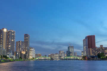 Fototapeta premium 佃から望む隅田川沿いの夜景