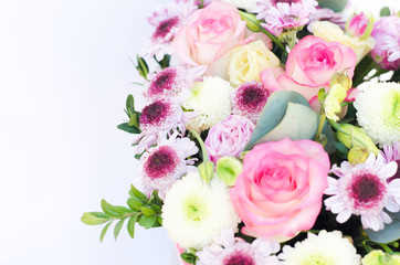 The composition of flowers on top.