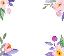 Watercolor Cherry Blossoms Flowers.