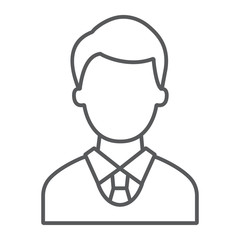 Obraz premium Judge thin line icon, justice and law, man sign, vector graphics, a linear pattern on a white background.