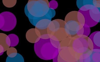 Multicolored translucent circles on a dark background. Red tones. 3D illustration