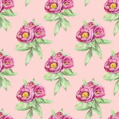 Fototapete Rund Bouquet of peonies. Watercolor flower seamless pattern. Floral background for wallpaper, gift wrap,  textile,  pattern fills, covers, surface, scrapbooking, decoupageprint. © HappyLarusArt