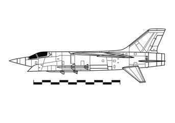 Chance Vought XF8U-3 Crusader III. Outline vector drawing