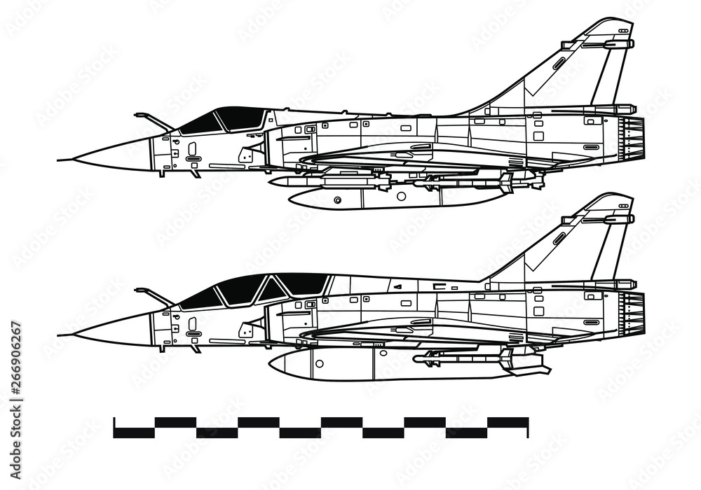 Canvas Prints dassault mirage 2000. outline vector drawing