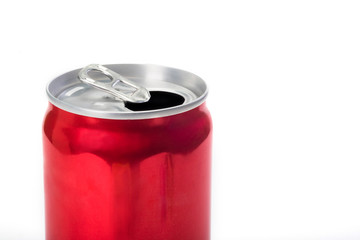 An empty aluminum can at the white isolated background.