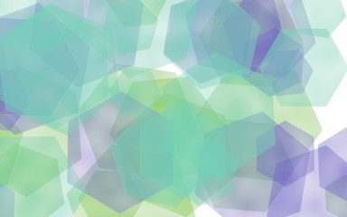 Fototapeta premium Multicolored translucent hexagons on white background. Blue tones. 3D illustration