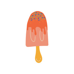 Friut Ice Cream Popsicle, Summer Time Symbol Vector Illustration