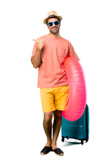 A full-length shot of Man with hat and sunglasses on his summer