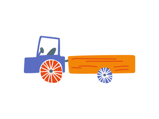 Cute Truck, Delivery Cargo Lorry, Side View Cartoon Vector Illustration