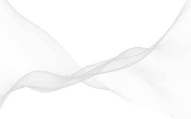 White abstract background. Fluttering white scarf. Waving on wind white fubric. 3D illustration