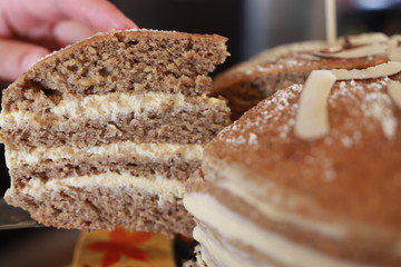 Close up cake slice