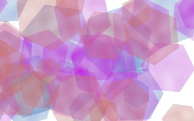 Multicolored translucent hexagons on white background. Red tones. 3D illustration