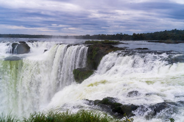 Landscape with the Iguazu Falls in Argentina, one of the Largest waterfalls in the world.