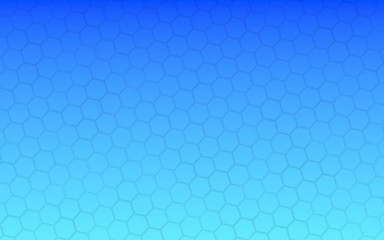 Translucent honeycomb on a gradient blue sky background. Perspective view on polygon look like honeycomb. Isometric geometry. 3D illustration