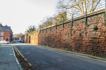 Fototapeta na wymiar Chester City Wall on North of city centre
