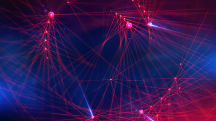 Obraz premium Geometric landscape and Futuristic digital blockchain fintech technology.
