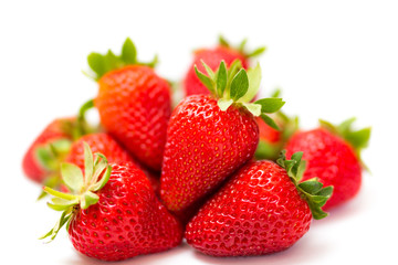 fresh strawberries on white background