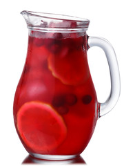 Iced cranberry lemon drink pitcher, paths © maxsol7