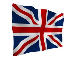 Waving flag of the Great Britain. British flag. United Kingdom of Great Britain and Northern Ireland. State symbol of the UK. 3D illustration