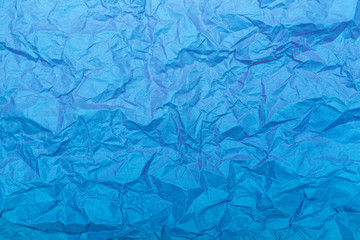 Blue crumpled paper texture background
