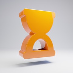 Volumetric glossy hot orange Hourglass Stop icon isolated on white background.