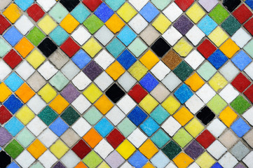 Detail of a colorful mosaic. Abstract mosaic colored ceramic stones