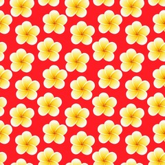 Seamless Plumeria flowers. Beautiful tropical jungle fabric pattern background