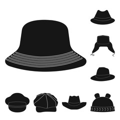 Vector design of headgear and cap symbol. Set of headgear and accessory stock symbol for web.