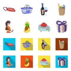 Isolated object of food and drink symbol. Collection of food and store stock vector illustration.