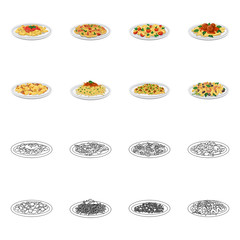 Vector design of pasta and carbohydrate logo. Collection of pasta and macaroni stock vector illustration.