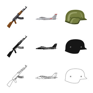Vector design of weapon and gun icon. Set of weapon and army stock symbol for web.