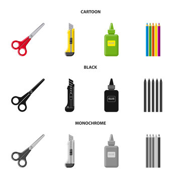 Vector design of office and supply icon. Set of office and school vector icon for stock.