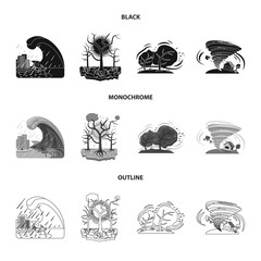 Vector design of natural and disaster sign. Set of natural and risk stock symbol for web.