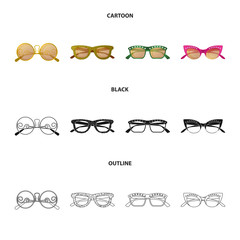 Vector design of glasses and sunglasses icon. Collection of glasses and accessory stock vector illustration.