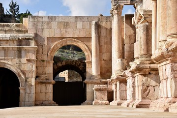 Obraz premium South Theatre Stage Right View, Jerash, Jordan