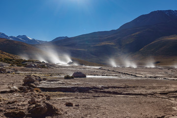 El Tatio Geysers long exposure in northern Chile, Atacama Region