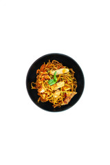 Vegetable noodles with chicken meat preparation