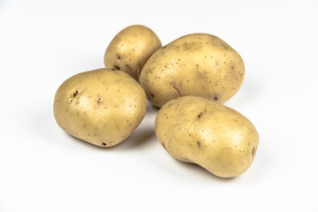 yello potatoes tuber isolated white background