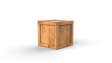 Cargo box. Wooden box. 3D rendering