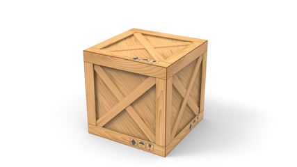 Cargo box. Wooden box. 3D rendering