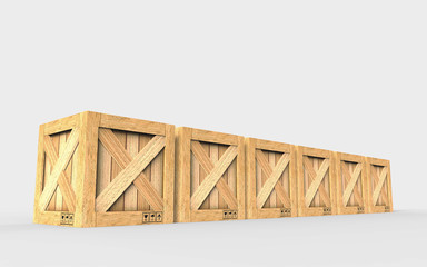 Naklejka na ściany i meble Cargo box. Wooden box. 3D rendering