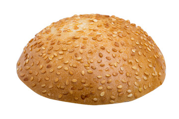 bun with sesame seeds on a white background