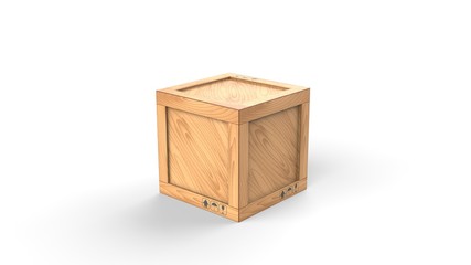 Cargo box. Wooden box. 3D rendering
