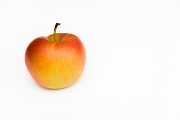 red apple is good for health and beautiful shape with vitamins on a diet on a white background