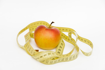 apple a healthy lifestyle for a beautiful body to lose weight and have a sports figure to cultivate the right eating habits and diet on a white background