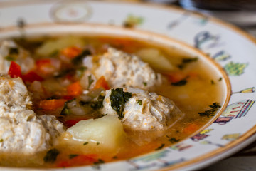 Ciorba de perisoare  is a Romanian traditional sour soup