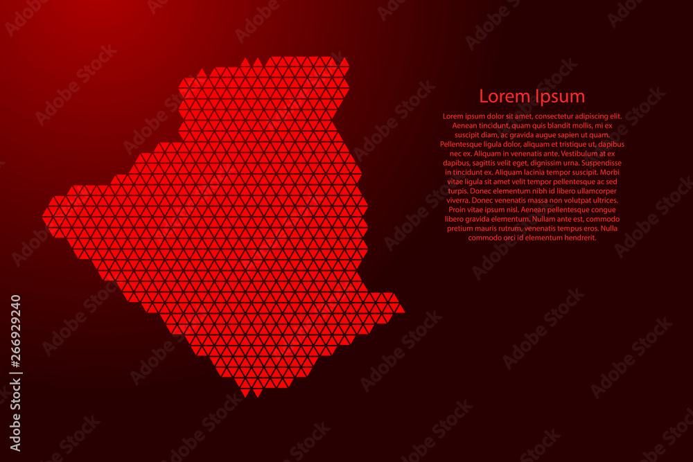 Aufkleber algeria map abstract schematic from red triangles repeating pattern geometric background with nodes 