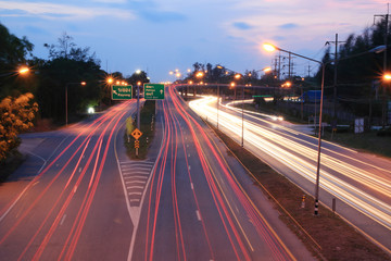 Motion Red Speed Light on road to Pattaya Thailand